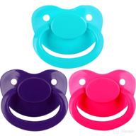 👶 adult sized pacifier dummy for adult babies - large shield 3 pack in turquoise, purple, and rose: an ideal product for regression therapy and stress relief logo