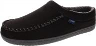 izod men's microsuede clog slippers with sherpa fleece lining in tan and black, available in sizes 8-14 logo