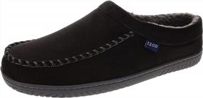 img 4 attached to IZOD Men'S Microsuede Clog Slippers With Sherpa Fleece Lining In Tan And Black, Available In Sizes 8-14