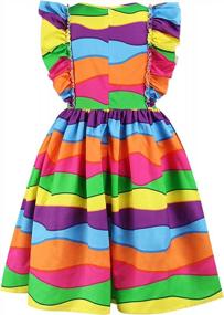 img 3 attached to Girls Unicorn Dress - PIZOFF Ruffles Sleeve Flared A-Line Party Dresses