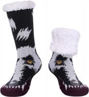 cozy winter slipper socks for men - fuzzy fleece lined with thermal insulation and non-slip sole - perfect for indoor use and christmas time logo