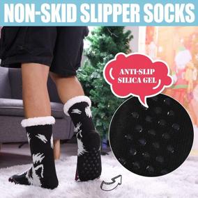 img 1 attached to Cozy Winter Slipper Socks For Men - Fuzzy Fleece Lined With Thermal Insulation And Non-Slip Sole - Perfect For Indoor Use And Christmas Time