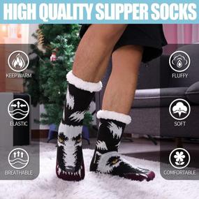 img 3 attached to Cozy Winter Slipper Socks For Men - Fuzzy Fleece Lined With Thermal Insulation And Non-Slip Sole - Perfect For Indoor Use And Christmas Time