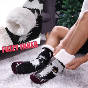 img 2 attached to Cozy Winter Slipper Socks For Men - Fuzzy Fleece Lined With Thermal Insulation And Non-Slip Sole - Perfect For Indoor Use And Christmas Time