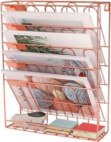 img 4 attached to Rose Gold 5 Tier Wall Mount Document Letter Tray Hanging File Organizer By Superbpag.