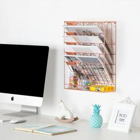 img 1 attached to Rose Gold 5 Tier Wall Mount Document Letter Tray Hanging File Organizer By Superbpag.