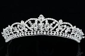 img 3 attached to Sparkling Crystal Flower Tiara Crown For Weddings And Proms - Silver Plated T800