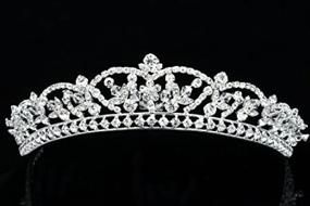 img 2 attached to Sparkling Crystal Flower Tiara Crown For Weddings And Proms - Silver Plated T800