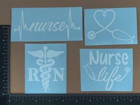 img 3 attached to 👩 Nurse Decal 4 Pack: Nurse Heartbeat, Heart, Nurse Life, RN Caduceus - White, Small ~3.5" - Perfect for Healthcare Professionals and Proud Nurses!