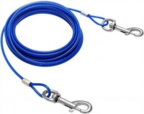 img 2 attached to 🐶 Darkyazi Reflective Dog Stake Tie Out Cable | 16ft Outdoor Camping Yard Stake | for Medium to Large Dogs Up to 125 lbs | Blue | 18" Stake