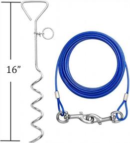 img 3 attached to 🐶 Darkyazi Reflective Dog Stake Tie Out Cable | 16ft Outdoor Camping Yard Stake | for Medium to Large Dogs Up to 125 lbs | Blue | 18" Stake