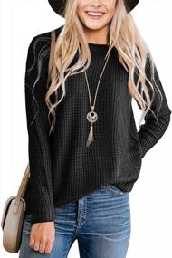 img 4 attached to Women'S Long Sleeve Waffle Knit Pullover Sweater Casual Jumper Top