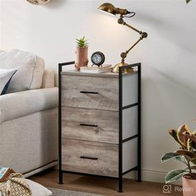 img 2 attached to 🗄️ Rustic Small Bedroom Dresser with 3 Drawers - LINSY HOME Nightstand, Chest of Drawers with Metal Handles & Wood Top, Ideal for Closet, Living Room, Hallway, Nursery, Kids' Bedroom Storage