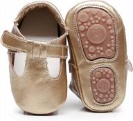 hongteya baby fox mary jane sandals: unisex moccasin shoes with rubber sole for crib, toddler leather prewalkers logo