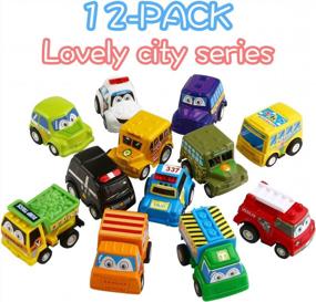 img 1 attached to 12-Pack Pull Back Car Toy Set For Boys - Perfect For Toddlers, Parties, And Playtime!