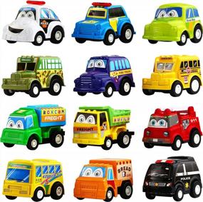 img 4 attached to 12-Pack Pull Back Car Toy Set For Boys - Perfect For Toddlers, Parties, And Playtime!