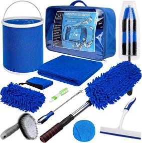 img 4 attached to 🚗 12Pcs Simket Car Wash Kit - Complete Car Cleaning, Detailing, and Care Set for Interior and Exterior - Professional Blue Car Wash Supplies with Bucket and Equipment
