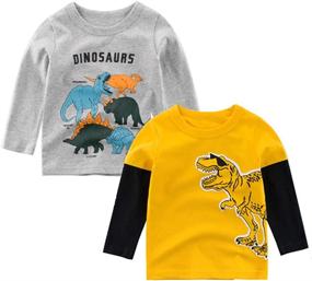 img 4 attached to Toddler 2 Pack Sleeve Dinosaur T Shirts Boys' Clothing ~ Tops, Tees & Shirts