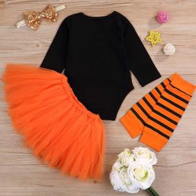 img 2 attached to Adorable Baby Girl'S 1St Halloween And Thanksgiving Outfit With Pumpkin Print Romper, Bow Tutu Dress, Headband, And Leg Warmers Skirt Set