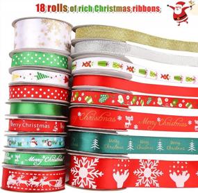 img 3 attached to Get Festive With SANNIX Christmas Ribbons: 18 Rolls & 3 Sizes Of Glittering, Printed Fabric For Gift Wrapping & Holiday Decor