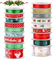 get festive with sannix christmas ribbons: 18 rolls & 3 sizes of glittering, printed fabric for gift wrapping & holiday decor logo