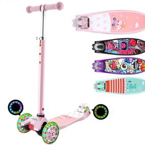 img 4 attached to Hikole Scooter For Kids - 3 LED Wheels, Adjustable Height, Lean To Steer Design - Perfect 3-Wheeled Kick Scooter For Girls & Boys Aged 3-12 Years