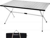 oversized kingcamp aluminum folding camping table - roll up, stable and portable for outdoor picnic, bbq, backyard party - 57.4''×31.4'', supports 4-6 person, 176lbs capacity logo
