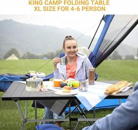 img 3 attached to Oversized KingCamp Aluminum Folding Camping Table - Roll Up, Stable And Portable For Outdoor Picnic, BBQ, Backyard Party - 57.4''×31.4'', Supports 4-6 Person, 176Lbs Capacity