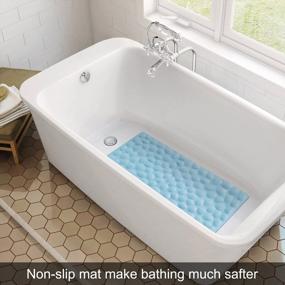 img 3 attached to OTHWAY Soft Rubber Non-Slip Bathtub Mat With Strong Suction Cups - Lake Blue