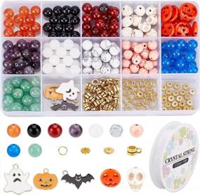 img 4 attached to 327Pcs Halloween Natural Stone Beads For DIY Jewelry Making - Round Spacer Loose Beads For Earrings, Bracelets & Necklaces - Perfect Gift Idea