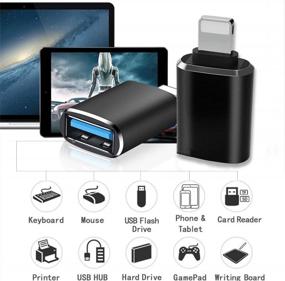 img 1 attached to Apple MFi Certified Lightning Male to USB Female Camera Adapter - ROSYCLO USB3.0 OTG Portable Data Sync Converter for iPhone 12 11 X 8 7 Plus Max/iPad Air Pro, Compatible with Card Reader, Flash Drive, MIDI Keyboard, Hubs, and More