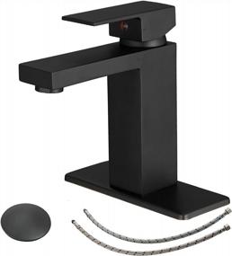 img 4 attached to Modern Single Handle Black Bathroom Faucet With Pop Up Drain Assembly And Supply Line - Lead-Free And Suitable For Vanity Bath. BWE Single Hole Sink Mixer Tap With Overflow For Improved Water Flow.