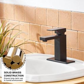 img 2 attached to Modern Single Handle Black Bathroom Faucet With Pop Up Drain Assembly And Supply Line - Lead-Free And Suitable For Vanity Bath. BWE Single Hole Sink Mixer Tap With Overflow For Improved Water Flow.