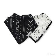 👶 loulou lollipop soft breathable muslin bandana bibs for baby girls and boys, adjustable 3 to 36 months, 2 pack - white & black mudcloth - absorbent drool bib set logo