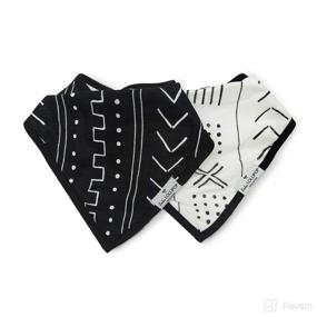 img 4 attached to 👶 Loulou Lollipop Soft Breathable Muslin Bandana Bibs for Baby Girls and Boys, Adjustable 3 to 36 Months, 2 Pack - White & Black Mudcloth - Absorbent Drool Bib Set