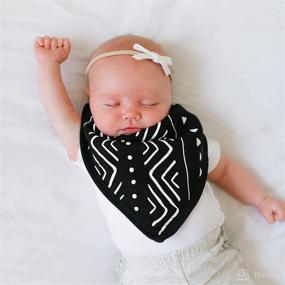 img 1 attached to 👶 Loulou Lollipop Soft Breathable Muslin Bandana Bibs for Baby Girls and Boys, Adjustable 3 to 36 Months, 2 Pack - White & Black Mudcloth - Absorbent Drool Bib Set