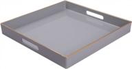 stylish and versatile gray decorative tray with handles for your home - perfect for coffee tables, ottomans, bathrooms, and kitchens! logo