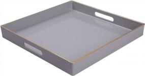 img 4 attached to Stylish And Versatile Gray Decorative Tray With Handles For Your Home - Perfect For Coffee Tables, Ottomans, Bathrooms, And Kitchens!