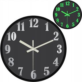 img 4 attached to 🕛 VECELO 12" Night Light Wall Clock with Silent Non-Ticking Glowing Function - Ideal for Home Kitchen Bedroom (Night Black)