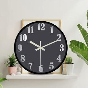 img 3 attached to 🕛 VECELO 12" Night Light Wall Clock with Silent Non-Ticking Glowing Function - Ideal for Home Kitchen Bedroom (Night Black)