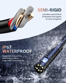 img 1 attached to Oiiwak 7" IPS Inspection Camera, 8MM Dual Lens Industrial Borescope Endoscope Camera, 1080P HD IP67 Waterproof Sewer Drain Camera Snake With 7 LED Lights, 11.5FT Semi-Rigid Cable,3800MAh, 32GB, Zoom
