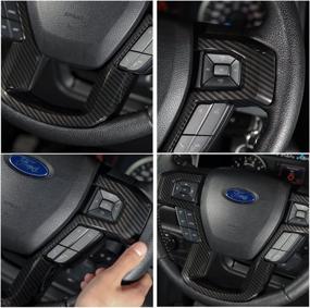 img 3 attached to 🔥 Enhance Your Ford F150 F250 F350 Super Duty with Voodonala's Carbon Fiber Grain Steering Wheel Bezel Decorative Trim (2015-2020)