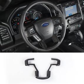 img 4 attached to 🔥 Enhance Your Ford F150 F250 F350 Super Duty with Voodonala's Carbon Fiber Grain Steering Wheel Bezel Decorative Trim (2015-2020)
