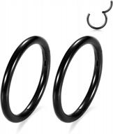 gagabody seamless hoop nose rings: 2 pcs surgical steel rings for multiple piercings - unisex options from 20g to 8g and sizes 5mm to 16mm logo