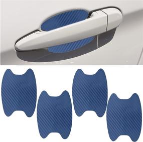 img 4 attached to 🚘 4-Piece Universal Carbon Fiber Car Door Bowl Sticker Set with Protective Films - Blue, Paint Protection for Car SUV