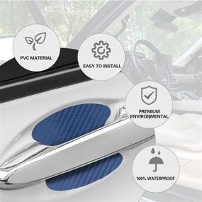 img 2 attached to 🚘 4-Piece Universal Carbon Fiber Car Door Bowl Sticker Set with Protective Films - Blue, Paint Protection for Car SUV