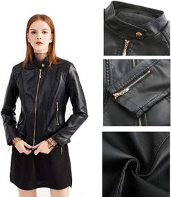 img 1 attached to Womens Trendy Leather Jacket Fashion Women's Clothing ~ Coats, Jackets & Vests