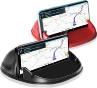 📱 2 pack loncaster dashboard car phone holder mount - ultra stable slip-free hands-free car mount for iphone and most smartphones (black + red) logo