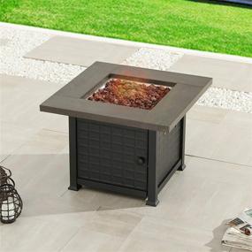 img 4 attached to Outdoor Square Propane Fire Table, 50K BTU Auto-Ignition Gas Firepit With 34 Inch Metal Tabletop, CSA Certified - Black Bronze Finish