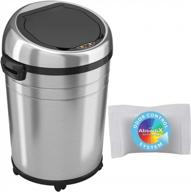 stainless steel itouchless glide trash can with sensor, 18-gallon capacity, odor control, and built-in wheels logo